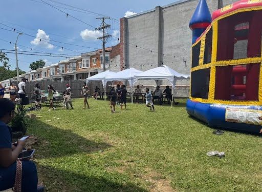 Community event with bounce house