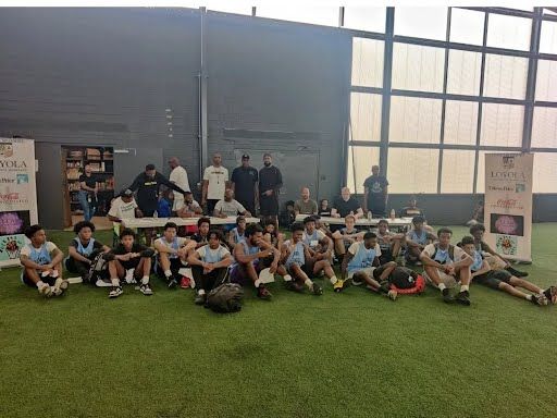 Team photo on indoor turf